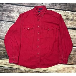 Backpacker Sportswear Shirt Mens Large Chamois Cloth Pockets Cotton Red